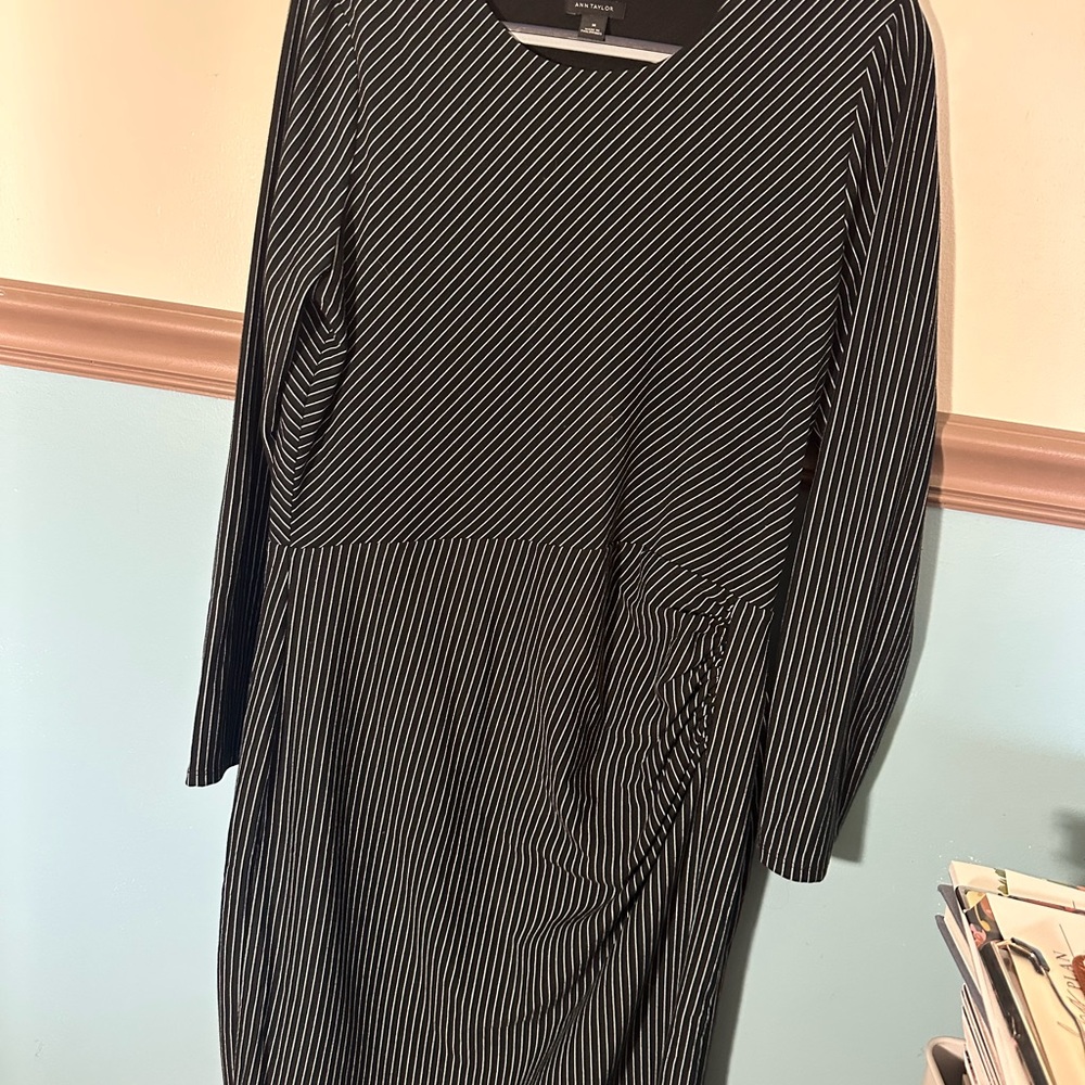 Ann Taylor Black and White Striped Dress